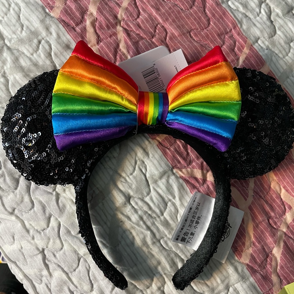Disney  Parks Minnie Mouse rainbow pride ears NWT